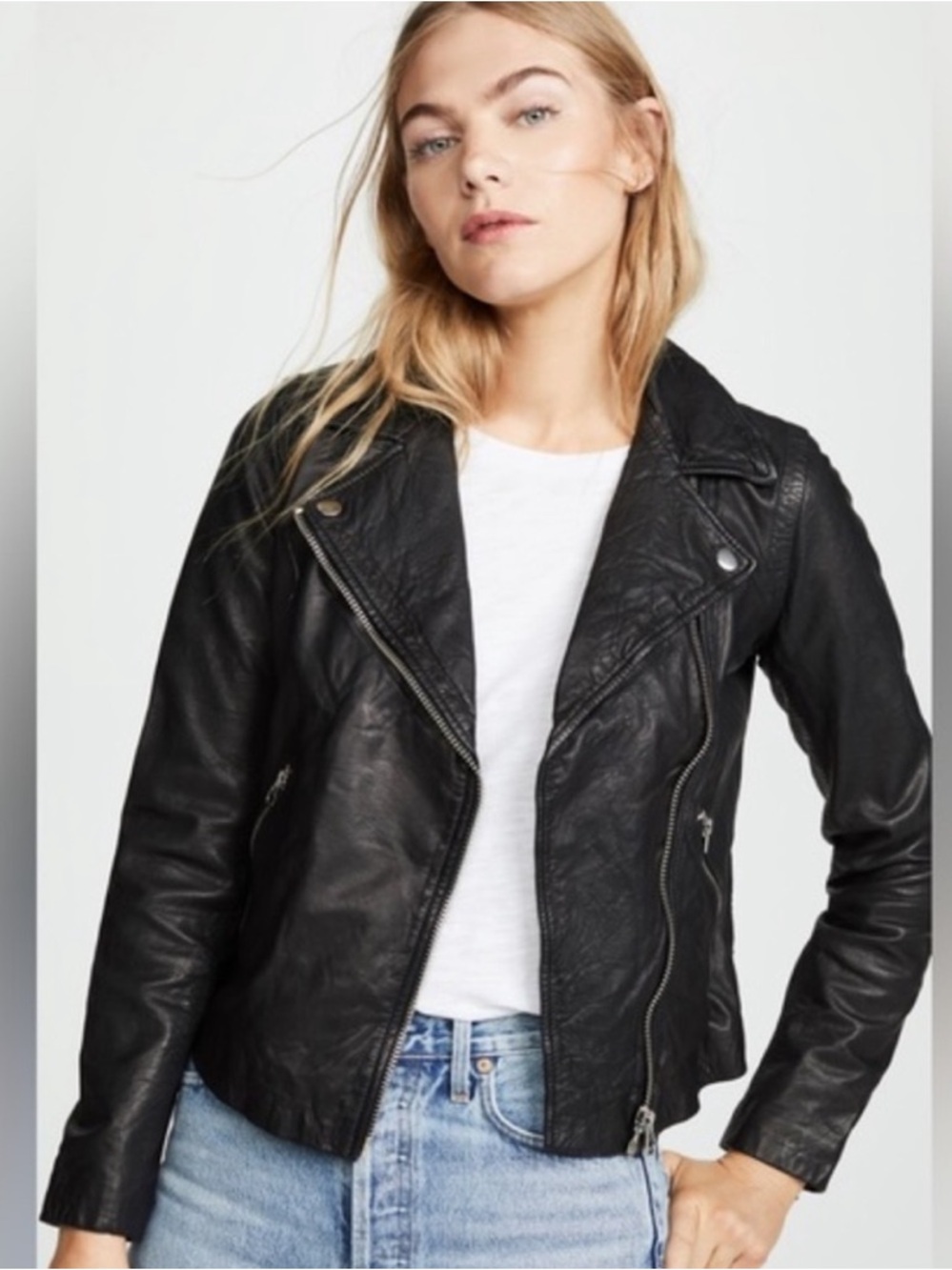 MADEWELL CLASSIC MOTORCYCLE LEATHER JACKET - BLACK - SIZE SMALL